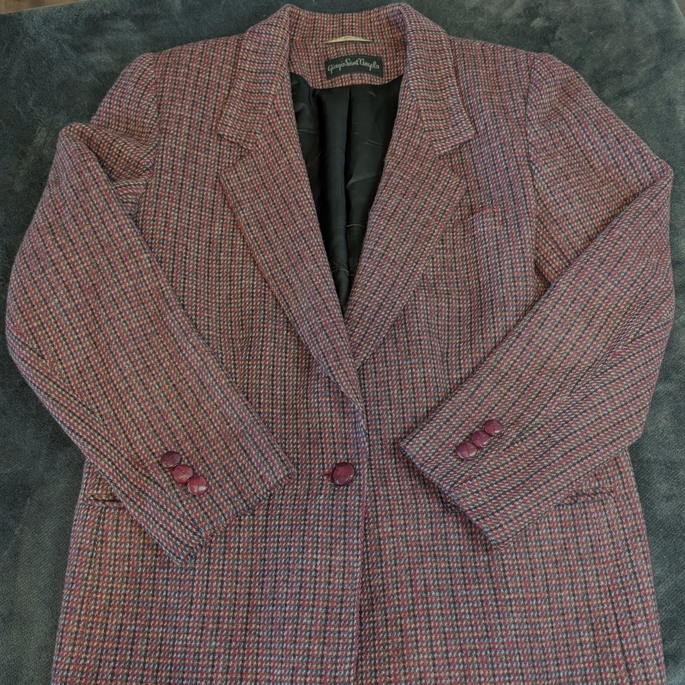 VTG Giorgio Sant' Angelo Wool Houndstooth Blazer Dark Academia Career Heirloom - Picture 6 of 8